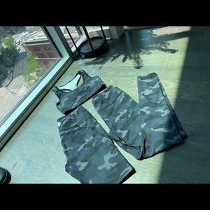 3 piece blue camo workout clothes